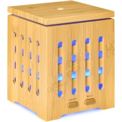 HOMCOM Aroma Diffusor Für ätherische Öle, Mit 7 LED Farben, 2 Sprühnebel-Modi Naturhloz
